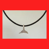 Necklaces; Whale Tail on Black Braided Leather Band