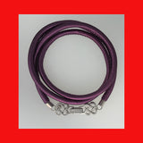 Bracelets; Purple Leather Bracelet with Sterling Silver Clasp