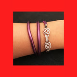 Bracelets; Purple Leather Bracelet with Sterling Silver Clasp