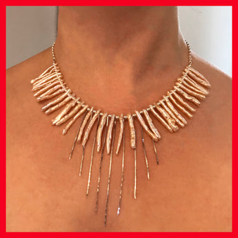 Spike Shaped Freshwater Pearls Necklace