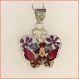 Real Flower (mixed) Butterfly Necklace