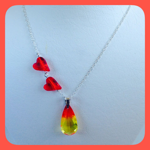 Necklace, Swarovski large opal fire crystal