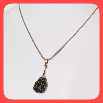 Necklaces; 16mm black shamballa and Sterling silver chain