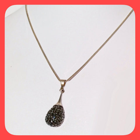 Necklaces; 16mm black shamballa and Sterling silver chain