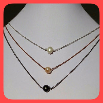 Necklaces; 3 rows Freshwater pearl