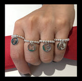 Rings; Elastic silver balls with Initial Charm