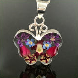 Real Flower (mixed) Butterfly Necklace