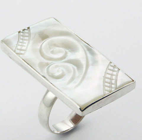 Rectangular Mother Of Pearl Ring
