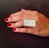 Rectangular Mother Of Pearl Ring