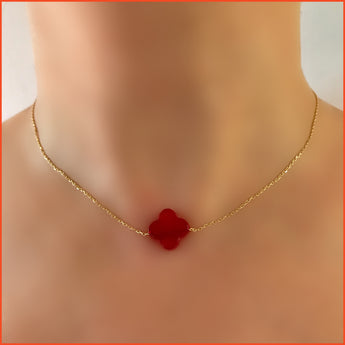 Clover Red Agate Choker
