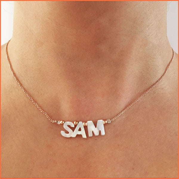Name Necklace with Shell Letters