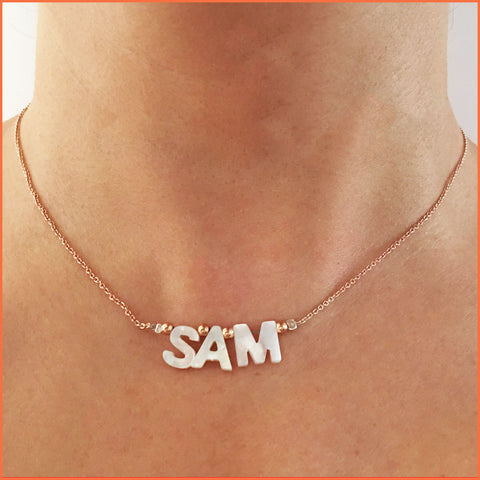 Name Necklace with Shell Letters