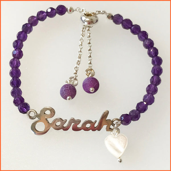 Namebracelet with Amethyst GemStone