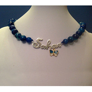 Sterling Silver Name necklace Finished with Beads