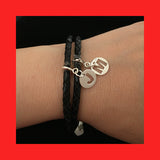 Bracelets; Letters on Leather Band